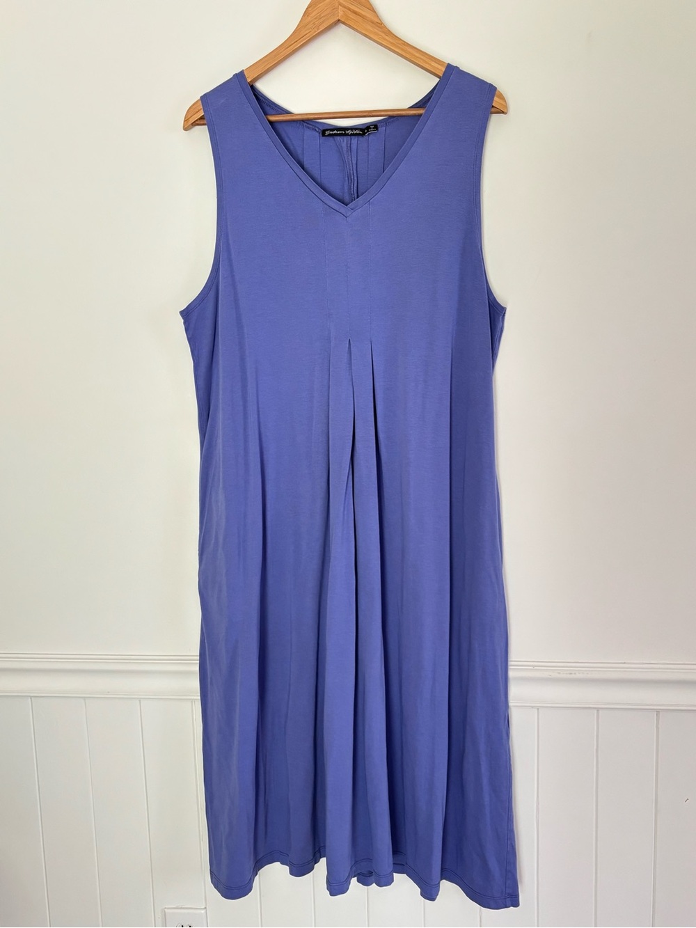 Gudrun Sjoden Organic Cotton Blend V Neck Sleeveless Midi Dress Sz XL *N16
